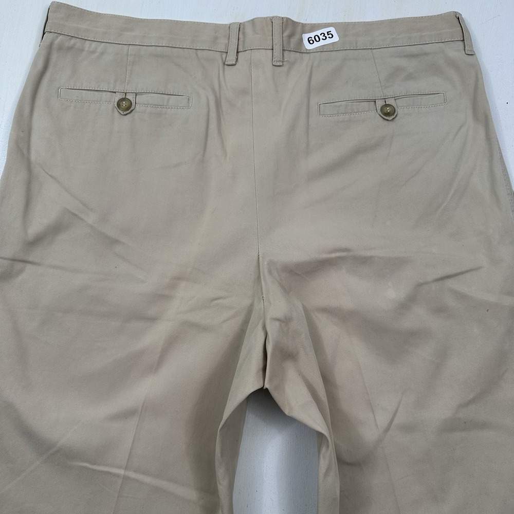 VTG Y2K New Man Baggy Pleated Pants Men 34x30 Khaki Chino High Rise Cuffs France